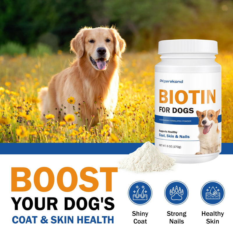 Biotin for Dogs, Supports Shiny Coat and Healthy Skin, Strengthens Dog Nails, Biotin Powder Supplement for Dog Shedding, Dry Skin Relief for Dogs, 6 oz Original - PawsPlanet Australia
