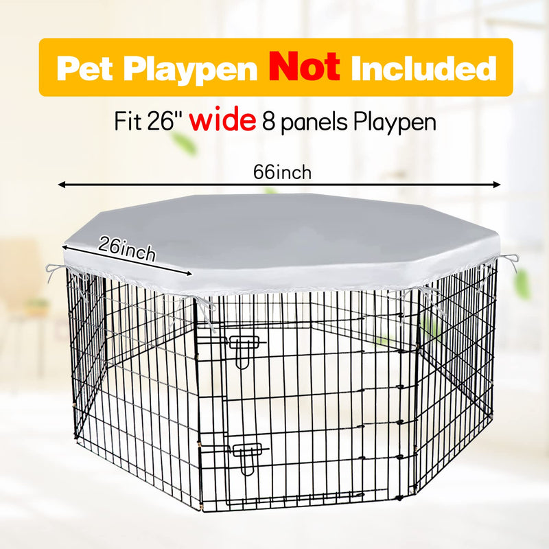 PINVNBY Dog Playpen Cover, dog Pen cover for Waterproof Sunproof, Universal Dog Pen Top Cover for Indoor and Outdoor Use, pet Pen Cover Fits 26" Wide 8 Panels Dog Playpen (Cover only) 26 inches