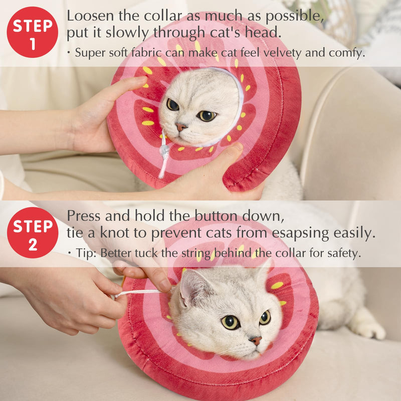 ANWA Adjustable Cat Cone Collar Soft, Cute Cat Recovery Collar, Cat Cones After Surgery for Kittens Medium (7-18 lbs) Tomato - PawsPlanet Australia