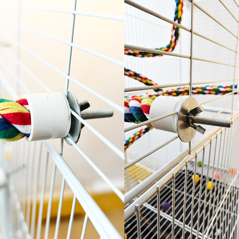 24-Inch Bird Rope Perch (0.8'' Diameter) + 2 Volcanic Stone Bird Stands - Beak & Claw Care for Small/Medium Birds, Natural & Stable Birds Perch 24‘’and Volcanic Rock - PawsPlanet Australia
