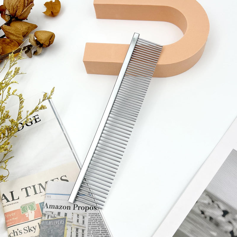 Professional Dual-Sided Fine & Coarse PET Grooming Comb with Antistatic Brass Handle and Rounded Teeth