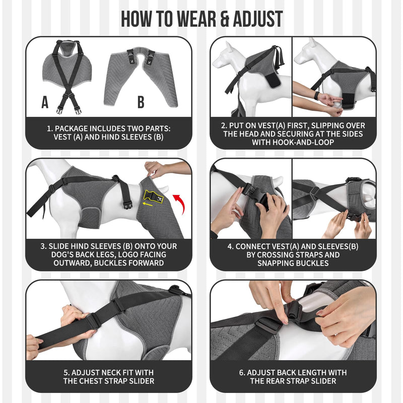 Arblina Hind Leg Sleeves for Post-operation Recovery, Upgraded Anti-Slip Dog Surgery Recovery Suit, Adjustable Dog Full Body Surgery Suit for Medium & Large Dogs, M