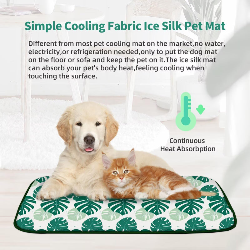 NWK Pack of 4 Pet Cooling Mat -Q-Max>0.345 Ice Silk Cooling Mat for Dogs & Cats Portable & Washable Pet Cooling Blanket, Car Seats, Beds for Summer (4pcs, Green Leaf, 27'' X 20'' X 0.3'') Medium (27'' x 20'' x 0.3'') - PawsPlanet Australia