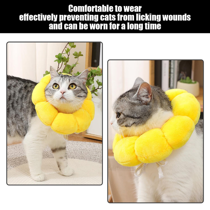 1 x Sunflower Cat Collar, 1 x Felt Hood, Adjustable Pet Collar, Anti-Leak Hood for Post-Operative Recovery, Pet Accessories