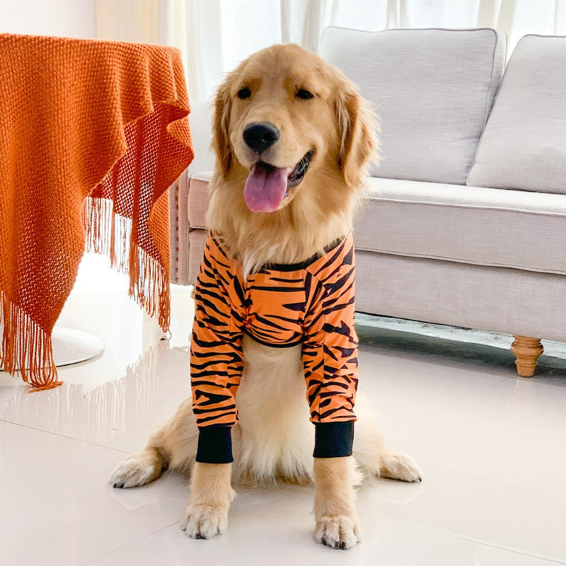 Dog Elbow Protector, Long Sleeve Dog Joint Recovery Sleeve for Prevent Licking Wound, Dog Elbow Sleeves Long with Mesh Pad for Medium Large Dogs (Tiger,2XL) 2XL-Length 13.3'' Girth<10.6'' Tiger - PawsPlanet Australia