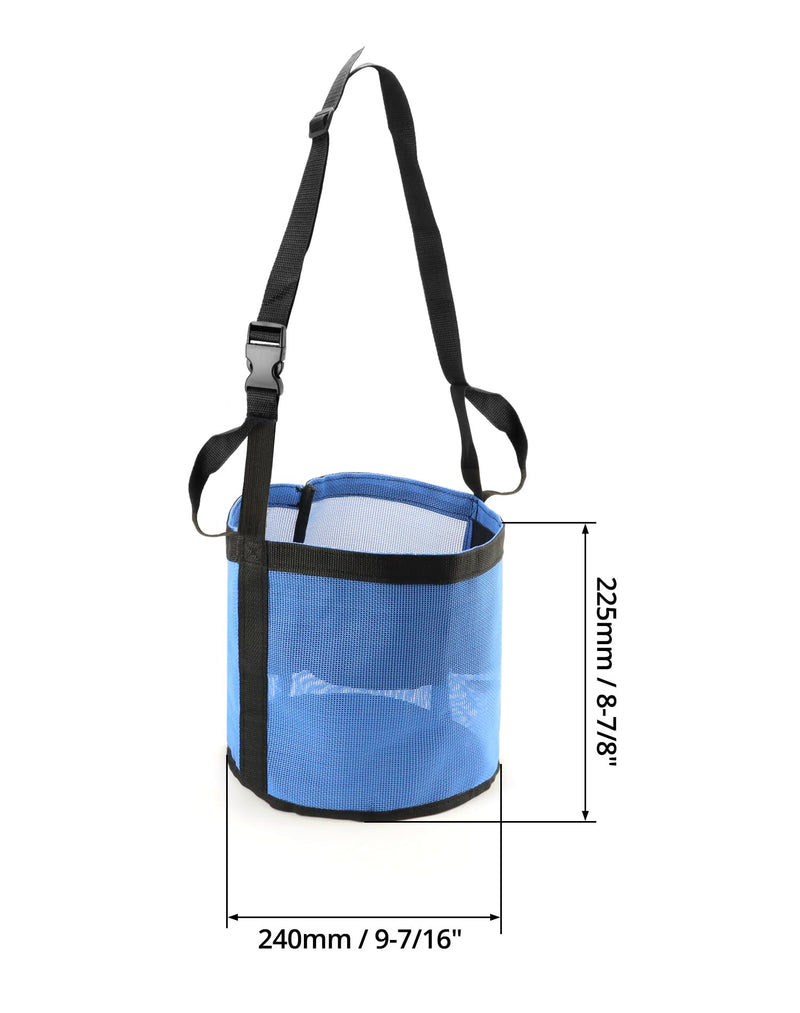 QWORK 2 Pack Horse Feed Bag for Grain - Durable Mesh Grain Feeder with Adjustable Strap, Comfortable Neck and Nose Pad Horse Muzzle Feed Bag, for Feeding Grain, Powder, Supplements, Blue 2 Pcs - PawsPlanet Australia