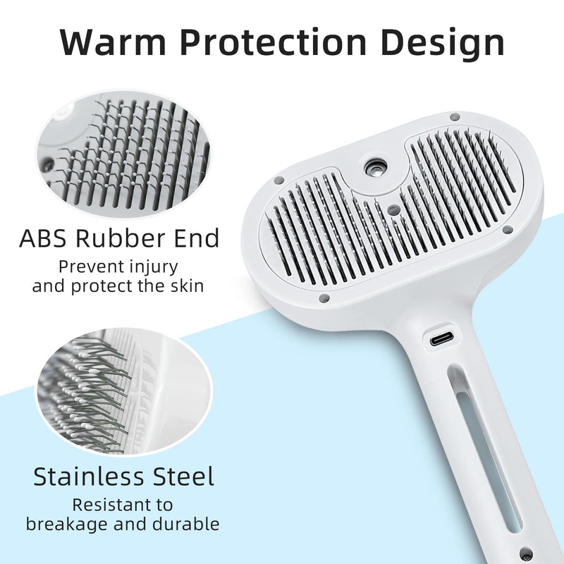 Cat Steam Brush for Shedding, Self Cleaning Hair Brush with Release Button for Short and Long Haired Cats, 4-in-1 cat Grooming Supplies for Massage, Cleaning, Shedding & Combing - PawsPlanet Australia