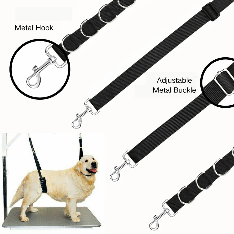 3-Piece Dog Harness Strap - Strong Endurance, Adjustable Restraint Belly Strap for Table Arm Grooming (Black) Black