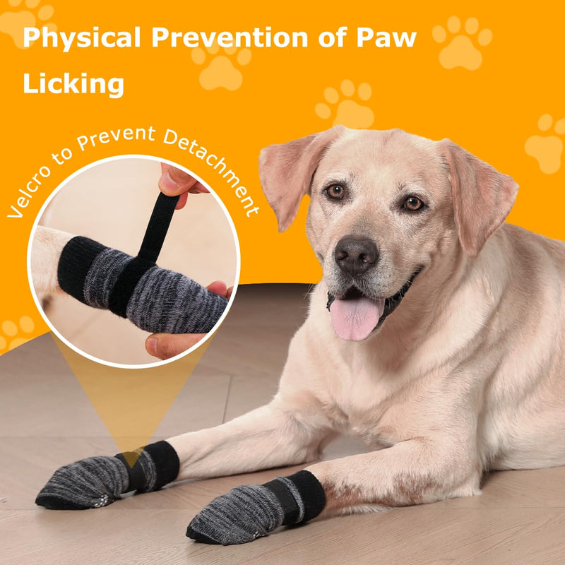 Dog Socks 12 Pack to Prevent Licking Paws, Anti Slip Dog Booties and Paw Protectors for Hardwood Floors Hot Pavement, Suitable for Small Medium Large Senior Dogs - Size Large - PawsPlanet Australia