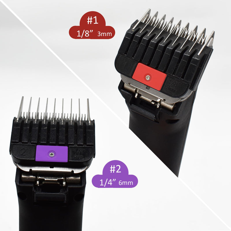 8 Pieces Professional Animal Stainless Steel Attachment Guide Guard Combs for A5 Style Detachable Blade Pet Groomers, Compatible with Wahl KM Series Andis AG BG Oster Classic 76 A5 A6 Animal Clippers - PawsPlanet Australia