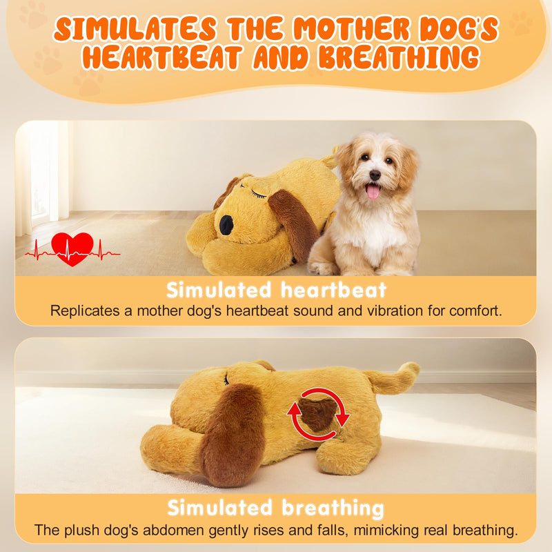 3-in-1 Heartbeat Puppy Toy, Simulates Breathing/Heartbeat/Warmth,Anxiety Relief, Sleep Aid for Puppy, Ideal for Crate Training. - PawsPlanet Australia