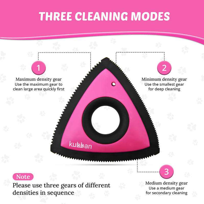 Mini Pet Hair Remover Dog Hair Remover Cat Hair Remover Triangle Car Detailing Pet Hair Remover for Couch Pet Hair Remover for Carpet Car Detailing Interior Couch Bed Furniture Lint (Pink) Pink - PawsPlanet Australia