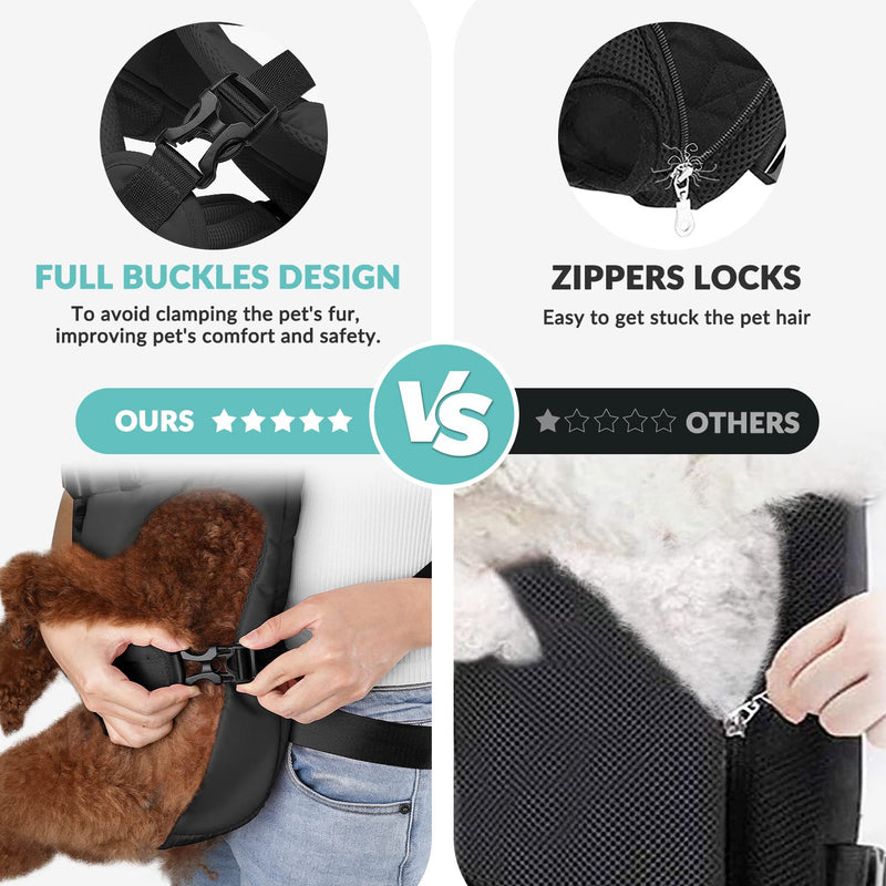 Lukovee Dog Backpack Carrier, Legs Out Easy-fit Dog Front Carrier for Small Medium Dogs, Adjustable Hands Free Dog Chest Carrier for Hiking Cycling (B,Medium) Black - PawsPlanet Australia