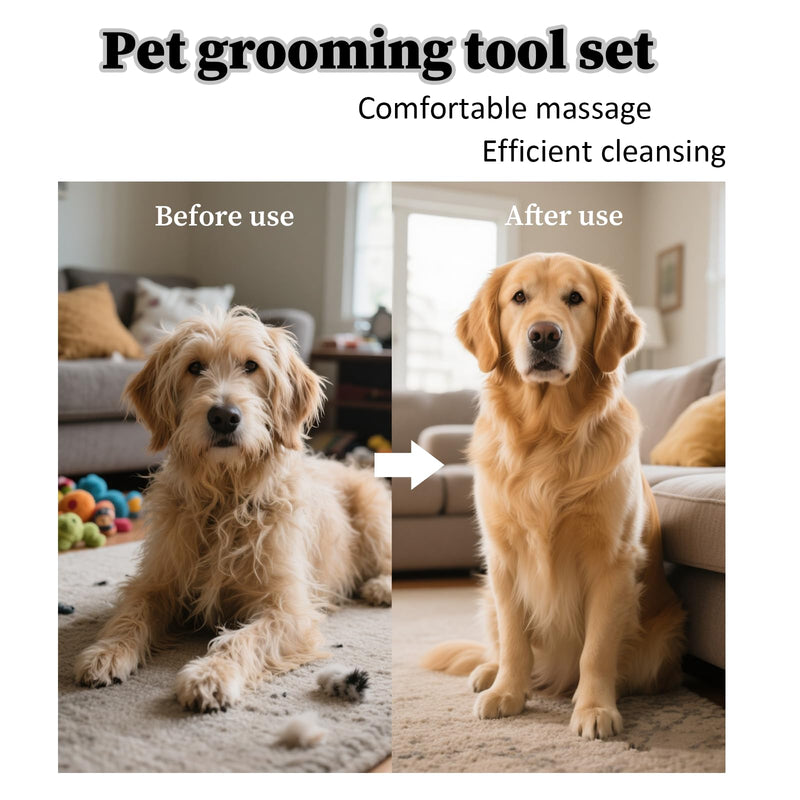 3-in-1 Pet Grooming Kit for Small Animals, Including a Telescopic Scratcher, a Flea and Lice Comb, and a Pair of Massage Gloves, Pet Massage Set for Dogs, Cats, Rabbits, Guinea Pigs, Hamsters, etc - PawsPlanet Australia