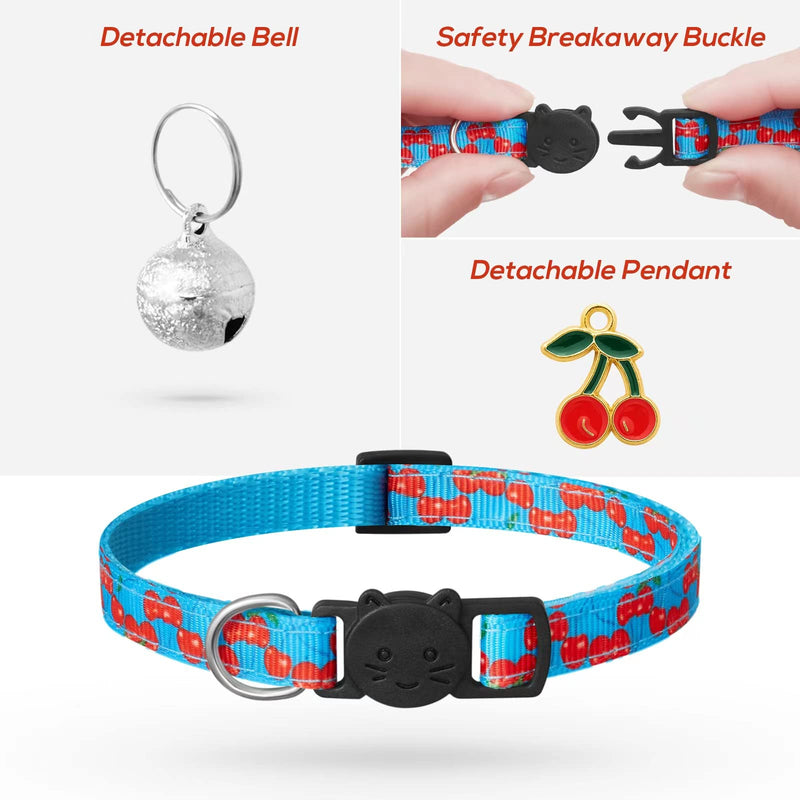 7 Pack Breakaway Cat Collars with Bells & Fruit Pendants,Safety Kitten Collar,Adjustable,Ideal for Girl Cats Boy Male Cats Pet Supplies,Accessories,Gifts - PawsPlanet Australia