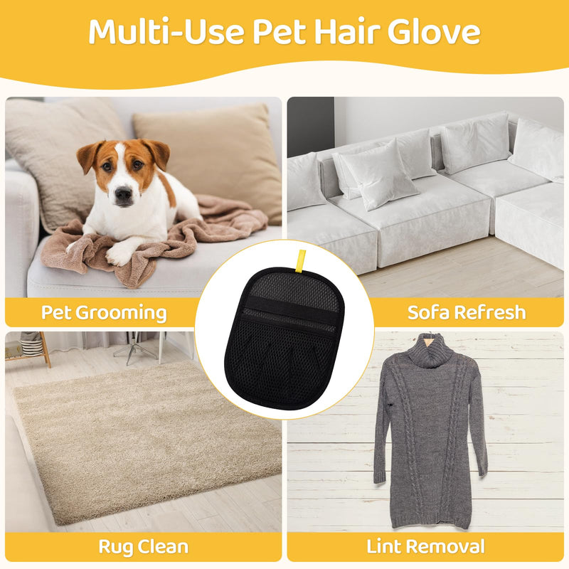 Pet Hair Removal Glove for Dogs & Cats, Upgraded 2PCS Five-Finger Electrostatic Pet Hair Remover with Grooming Comb, Reusable Washable Magic Brush Hair Tool for Laundry, Carpet, Car Seat, Couch Five-Finger Black - PawsPlanet Australia