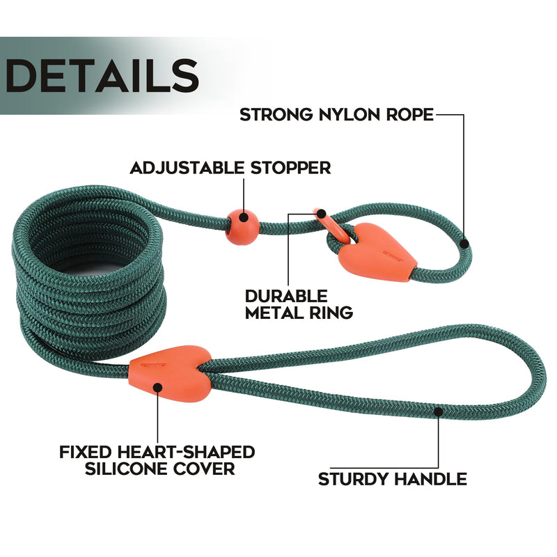 Slip Lead for Dogs Dog Leash Dog Leash for Small Medium Dogs Puppy Leash 6FT 6 Colors Strong Nylon Dog Training Leash No Pull Rope (Green) 6 FT Green - PawsPlanet Australia