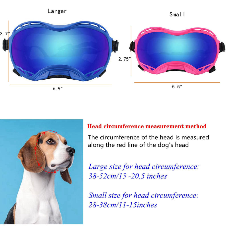 Soft Dog Goggles Large Breed Anti-UV Sunglasses, Large Dog Sunglasses Dustproof Windproof Snowproof Eye Protection (Pink Frame & Silver Lens) Pink Frame & silver Lens/Samll - PawsPlanet Australia