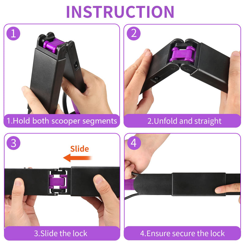 UPSKY 32'' Pooper Scooper for Large Small Dogs, Long Handle Dog Poop Scooper with Waste Bags, Portable Dog Poop Pick Up Tool, Folding Poop Scoop for Yard, Grass, Dirt, Gravel 1.Purple - PawsPlanet Australia