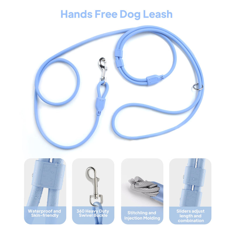 PetiFine Hands Free Dog Leash, Crossbody Waist Leash for Dog Walking, 8 ft Multifunctional Waterproof Waist Lead for Swimming,Running,Training (Large,Blue) Blue Large - 9mm Diameter - 20-120lbs