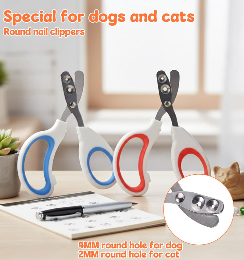 2Pcs Pet Nail Clippers, Dog Cat Nail Clipper with Guard for Cats Small Dogs Animal Claws Trimmer Ideal for Bearded Dragon Cats Rabbit, Non-slip Handle & Stainless Steel Blades, Safe & Easy to Use - PawsPlanet Australia