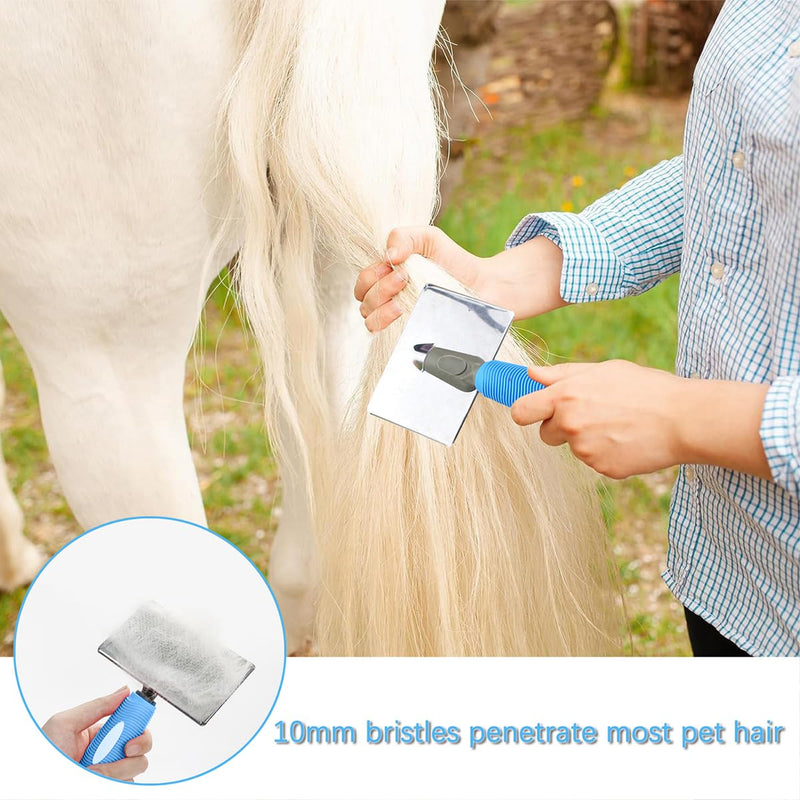 Horse Pin Brush, Horse Grooming Brush, Horse Massage Brush, Horse Hair Brush, Professional Grade Horse Brush, Dog Hair Remover for Horse Dog and Cat Bathing Grooming Shedding (A) A