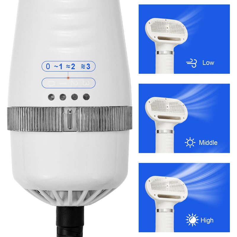 3-in-1 Pet Hair Dryer Brush for Dogs & Cats – Portable Blower & Slicker Brush, Adjustable Temperature, Overheat Protection White