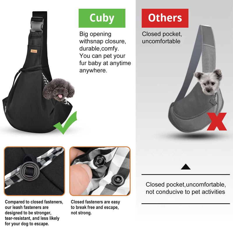 CUBY Dog and Cat Sling Carrier, Hand-Free Dog Carrier Slings with Adjustable Straps Pocker, Puppy Slings Carrier for Small Dogs Cats Outdoor Travel Bag(Black, M-Adjustable Strap) Black - PawsPlanet Australia