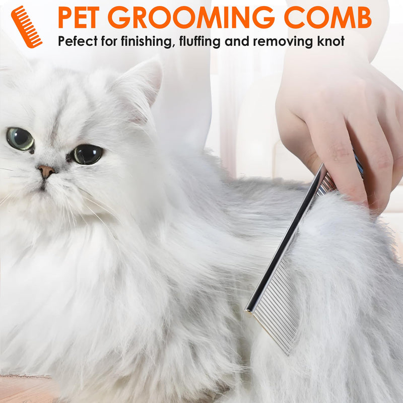 Dog Comb to Remove Tangles and Knots, Cat Comb with Stainless Steel Teeth and Non-Slip Handle, Dog combs for grooming matting for Long Haired Pets (Large & Small) Large & Small