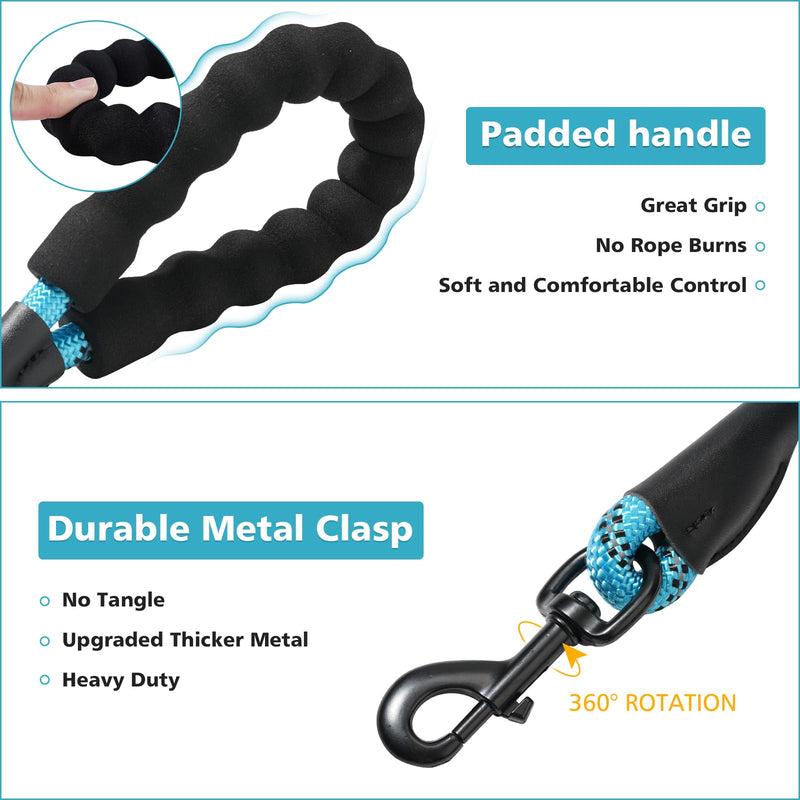 Dog Leash Heavy Duty - 2/4/5/6/8/10 Foot Rope Leash with Comfortable Padded Handle and Reflective - Puppy Training Leash for Small Medium Large Breed Dogs - (1/2" x5 FT, Blue) L (1/2'' x 5 FT) - PawsPlanet Australia