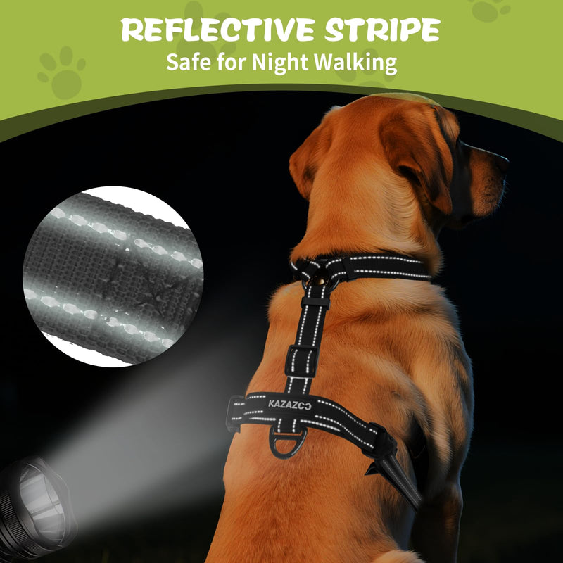 No-Pull Harness,Y-Shaped Design,Buckle-Neck Balance Harness with Reflective Stitching, Ideal for Dog Training and Night Walking, Padded Handle, Durable High-Tensile Nylon-Black-L Black L - PawsPlanet Australia