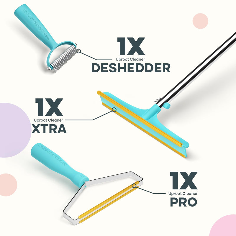Uproot Clean Deshedder Xtra, Pro, & Deshedder Bundle - Pet Hair Removal Tool & Dog Brush for Shedding Bundle - Easy Cat & Dog Hair Remover & Carpet Rake Set with Special Dog Grooming Brush! - PawsPlanet Australia