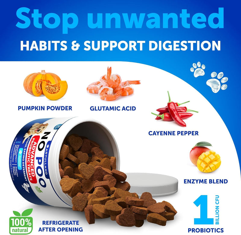 No Poo Probiotic Chews for Dogs - Dog Chewables for Immune System Support - Probiotics & Digestive Enzymes Treats