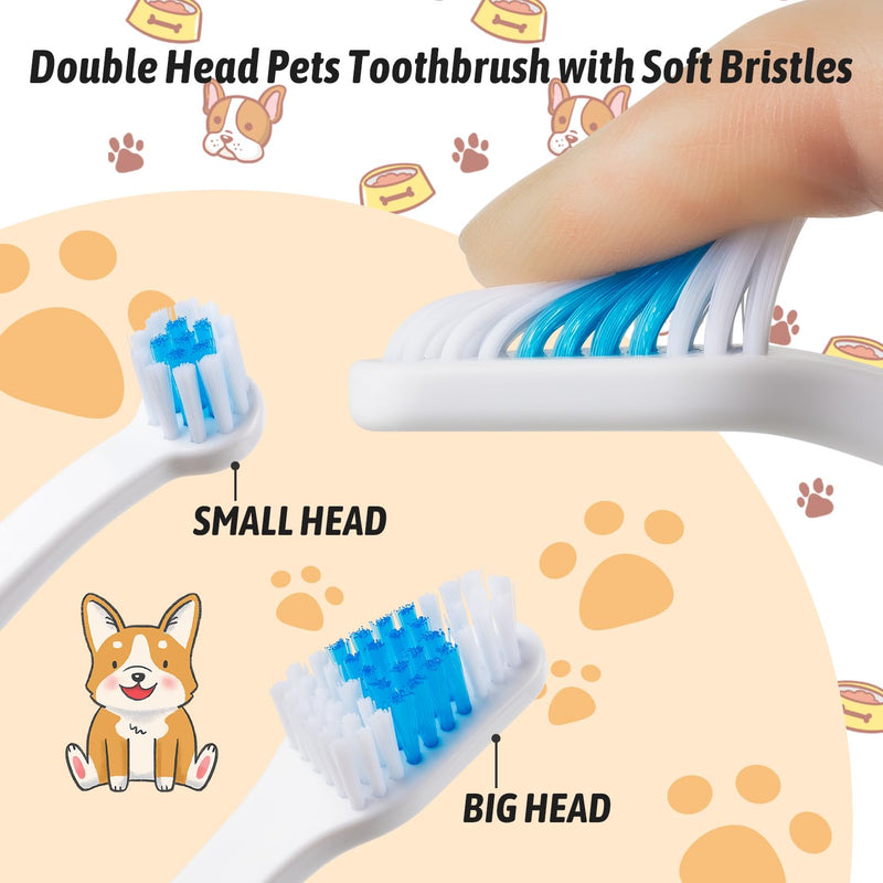 Newday Pet Toothbrush for Dogs, Cats, Double Headed Dog Toothbrush with Soft Bristles, Easy Teeth Cleaning, Non Slip Dog Toothbrushes in Bulk (Pack of 3) - PawsPlanet Australia