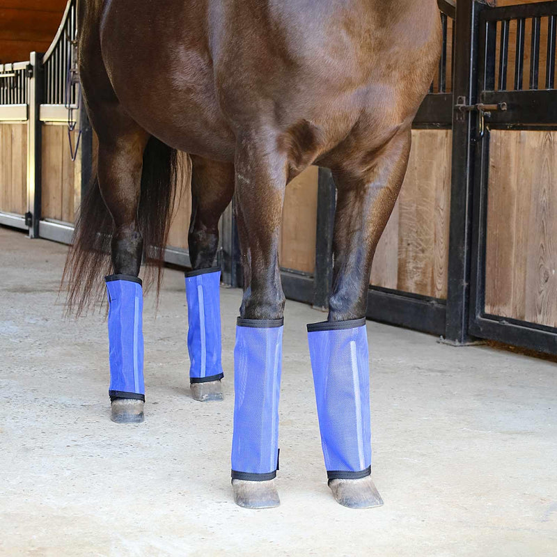 Jeffers Romper Stomper Fly Boots for Horses - Grey, Large – Breathable Mesh Leg Wraps for Insect Protection, Stable Accessories for Summer Turnout, Ride Gear, Horse Hoof & Leg Care - 4 Pack Indigo Medium - PawsPlanet Australia