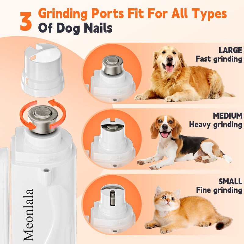 2-in-1 Dog Nail Trimmers & Dog Nail Grinder with 2 LED Lights, Ultra-Quiet, USB Rechargeable, Multiple Grinding Methods, and Splash Guard for Small, Medium, and Large Dogs & Cats (White) - PawsPlanet Australia