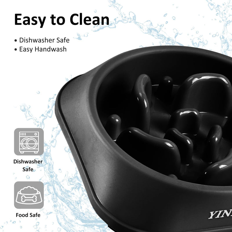 Slow Feeder Dog Bowls Small Breed, Dog Slow Feeder Bowl, Dog Food Bowls Slow Feeder, Small Dog Bowl Slow Feeder, Dog Puzzle Feeder Bowls, Dog Bowls Small Size Dog, Slow Eating Dog Bowl 1~2Cups Medium A - Black - PawsPlanet Australia
