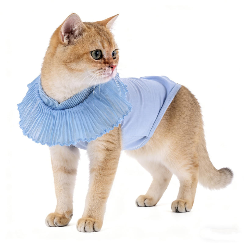 iplusmile Cat Recovery Suit After Surgery Breathable Elastic Surgical Clothing Abdominal Wound Protective Suit Blue for Kittens