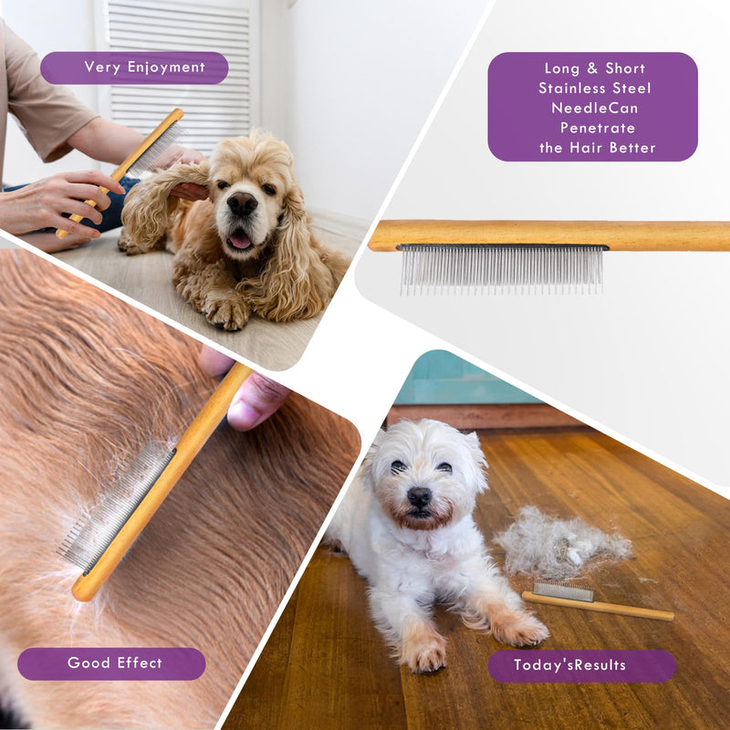 Long Pin Dog Slicker Brush for Long Haired Dogs, Removes Loose Hair, Tangles and Knots, Professional Pet Grooming Kit, Purple Large - PawsPlanet Australia