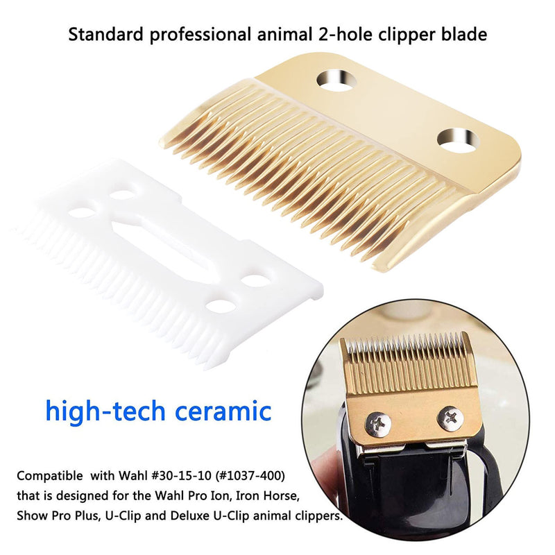 1037-400 Replacement Clippers Blades Compatible with Wahl 30-15-10,Professional Animal Standard Adjustable Blade Set,Ceramic Dog Blade Set,2 Set - PawsPlanet Australia