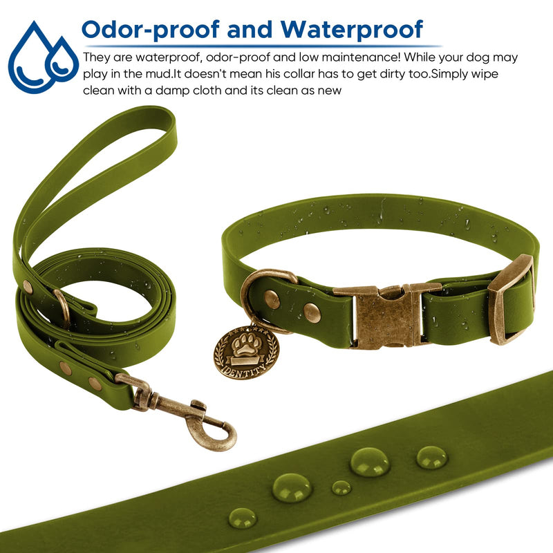 Wisedog Waterproof Dog Collar and Leash Set, Adjustable Puppy Collar with Cute Tag 4FT Dog Leash with Poop Bag for Small Medium Large Dogs (XS, Green) XS(Collar:8.5"-12";Leash:4 ft) - PawsPlanet Australia