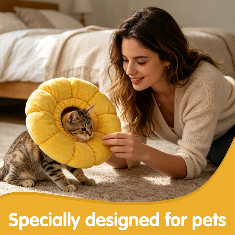 Cat neck brace, sunflower cat collar, breathable suede cotton cat neck brace, adjustable cat collar, adjustable cat collar for post-surgery use