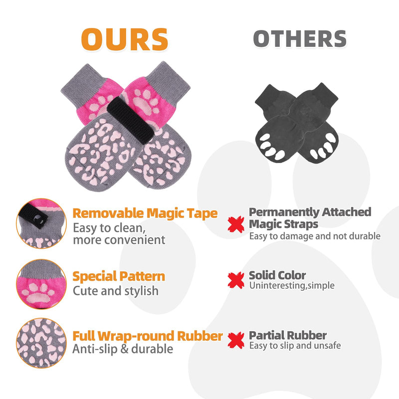 KOOLTAIL Dog Socks for Hot/Cold Pavement to Prevent Licking Paws for Hardwood Floors,Anti Slip,Pet Boots&Paw Protector with Grippers,Puppy Shoes Booties for Small Medium Large Senior Dogs Medium (4 Pack) Pink+Grey - PawsPlanet Australia