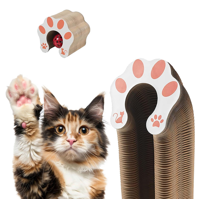 2 Pack Kitty Kurls Cat Scratcher, Magic Organ Cat Toy Scratching Board with Bell Balls, Reversible Corrugated Cardboard for Pet Claw Care Style 1 - PawsPlanet Australia