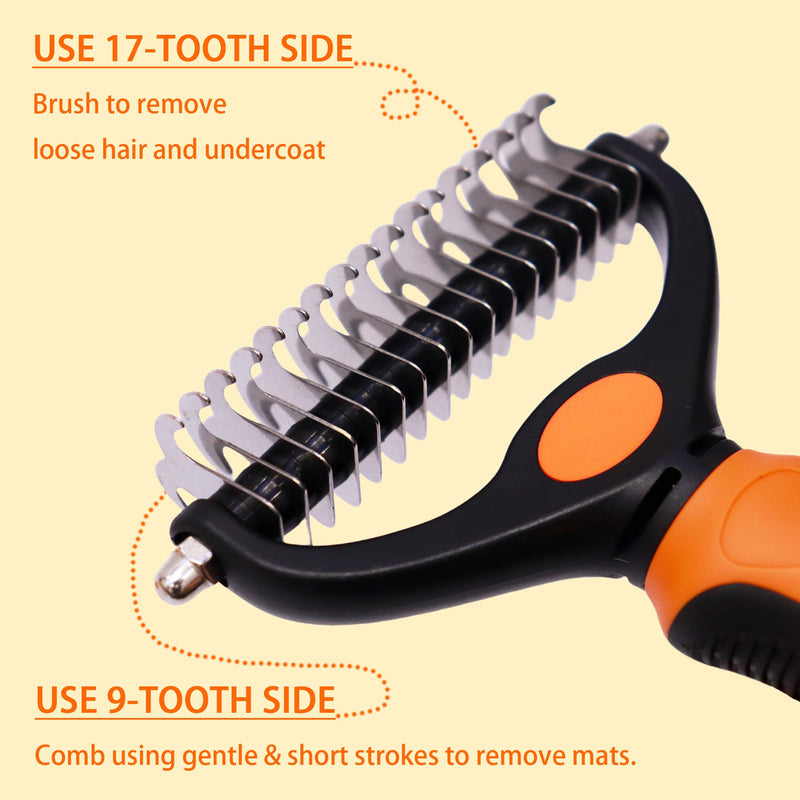 Cat grooming kit,5pcs Deshedding Brush for Cat with Kitten Nail Clipper,Cat Brush,Flea Comb and Bath Brush,Suitable for Short and Long Haired Cats,Indoor Cats and Travel,Orange - PawsPlanet Australia