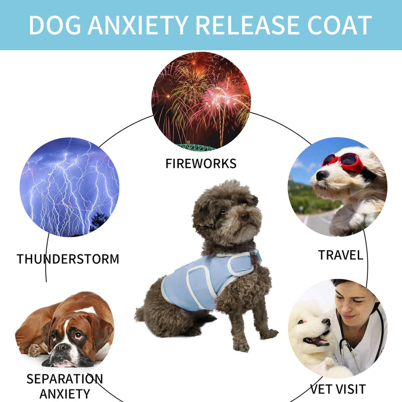 Dog Anxiety Vest, Comfort Dog Anxiety Relief Coat, Breathable Dog Calming Vest for Thunderstorm, Travel, Fireworks, Vet Visits (S,Light Blue) Small Light Blue - PawsPlanet Australia
