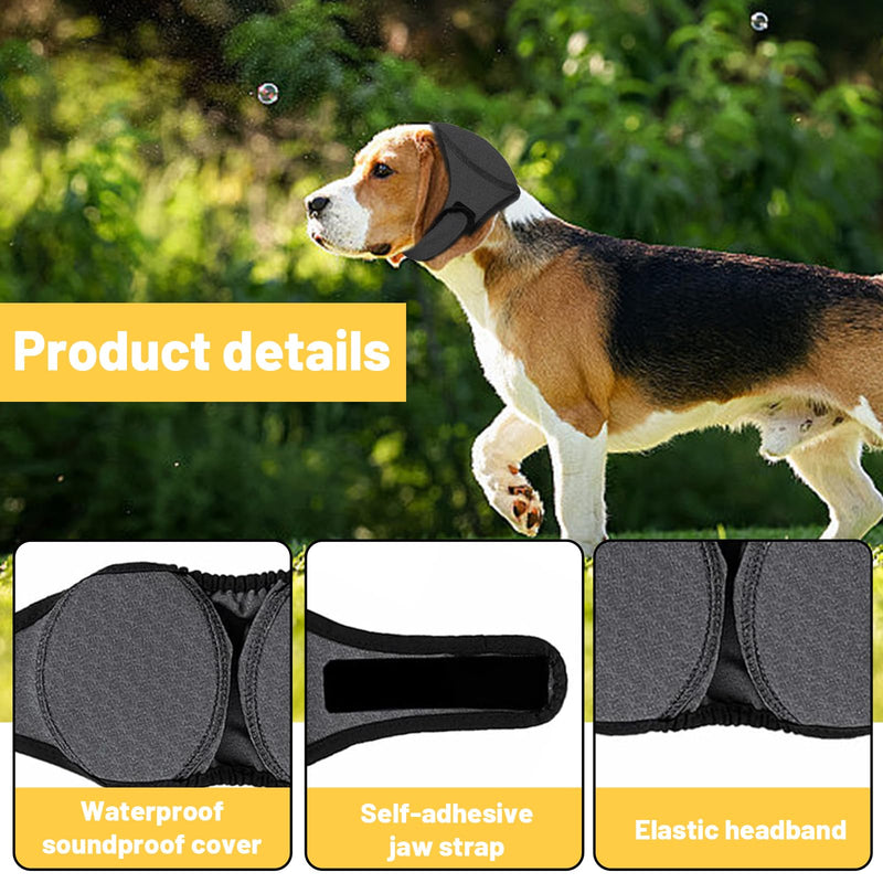 Dog Ear Protectors, Adjustable Noise Protection for Small Medium Large Dogs Puppies Cats, Waterproof Dog Ear Muffs for Thunder, Fireworks, Vet Visits, Grooming, Bathing, Swimming (S) S