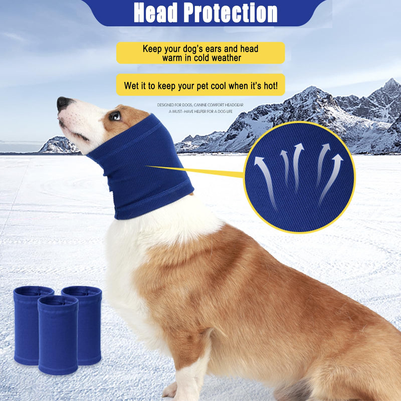 Meifsou Dog Calming Head Wrap, No Shake Quiet Ears for Dogs Anxiety Relief, Original Ear Covers Pet Calming Hoodie for Thunder, Lightning, Fireworks, Vet Visits, High Stretch Ribbed Fabric, Blue S S(Head Circle:9.8"-16.1")