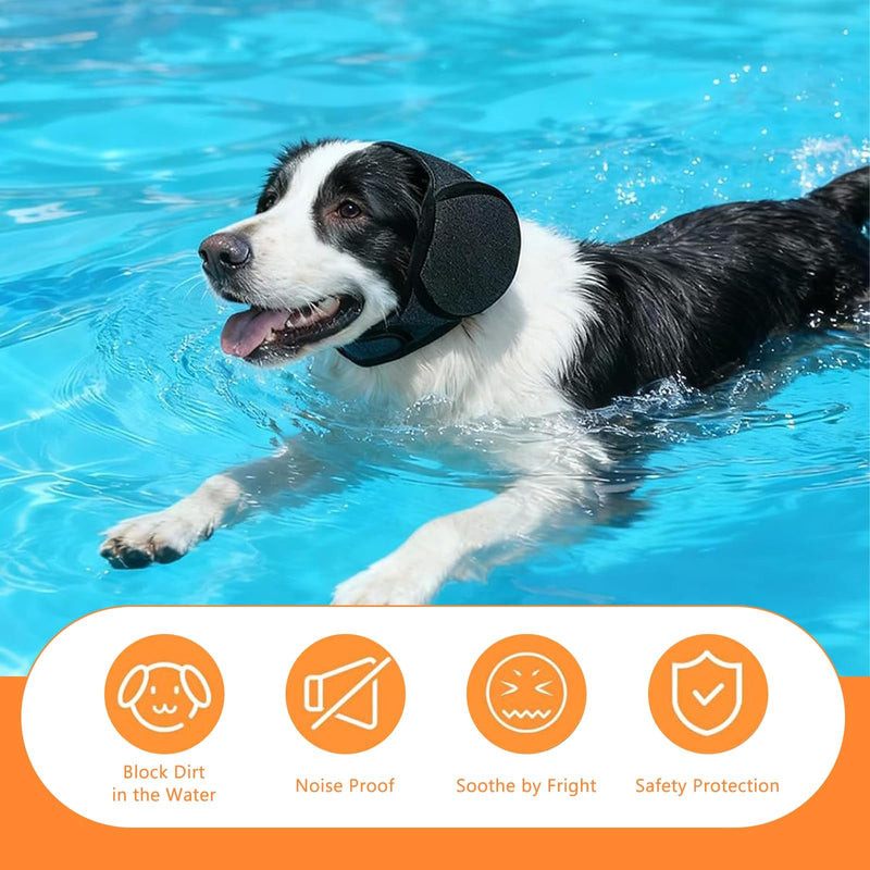 Dog Ear Defenders, Dog Snood Swim Ear Protectors, Comfort Dogs Ears Muffs Noise Protection for Anxiety Relief, Swimming, Grooming for Dogs (Gray, M)