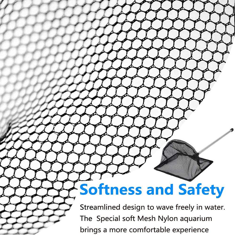 Fish Net for Fish Tank, Fine Mesh Aqurium Net with 9-24 Inch Stainless Steel Long Handle, Extendable Fishing Tank Net for Fish Shrimp Tank, Pond, Creek (4 inch) 4 inch